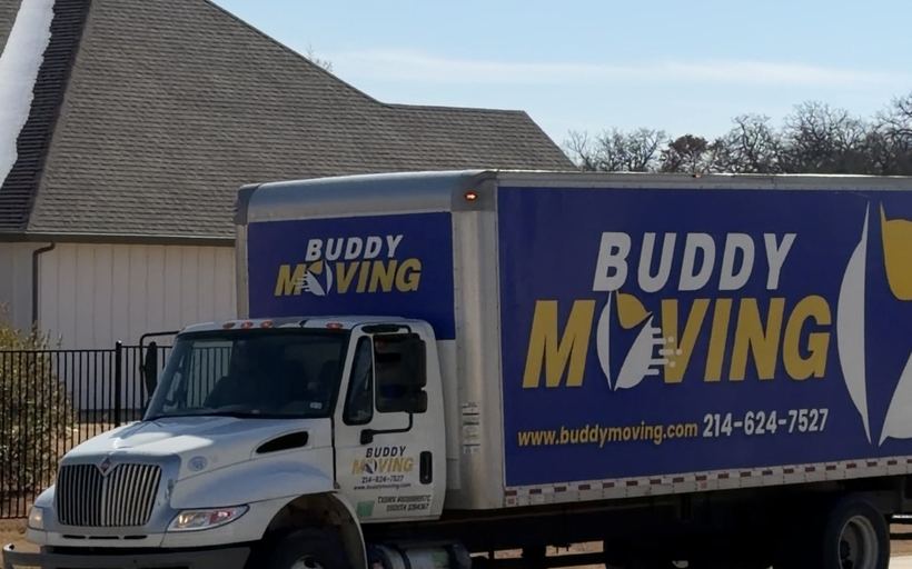 Buddy Moving trucks out on a job in Dallas Fort Worth