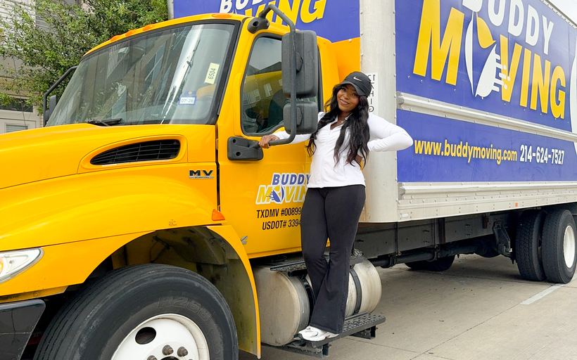 Buddy Moving trucks out on a job in Dallas Fort Worth