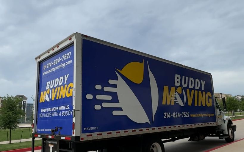 Buddy Moving trucks out on a job in Dallas Fort Worth