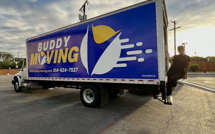 Buddy Moving trucks out on a job in Dallas Fort Worth