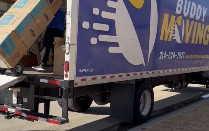 Buddy Moving trucks out on a job in Dallas Fort Worth